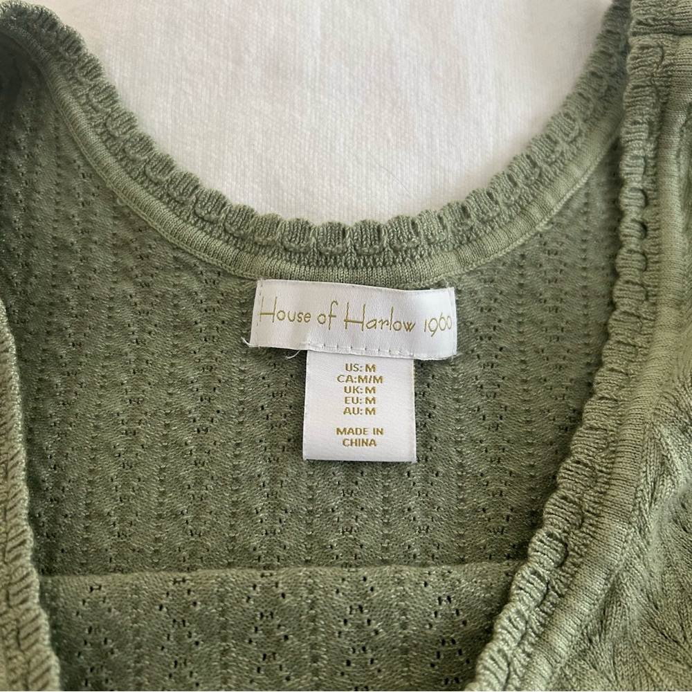 House of Harlow 1960 Sage Green Knit Crop Tank Top Women’s M - Picture 2 of 5